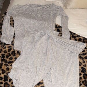 Gray Long Sleeve Top and Pants Set